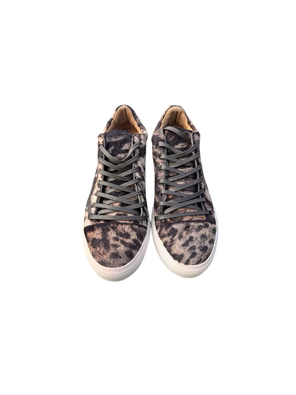 New John Varvatos Reed Calf Hair Animal Print Low Top Lace Up Sneaker Caper 10
